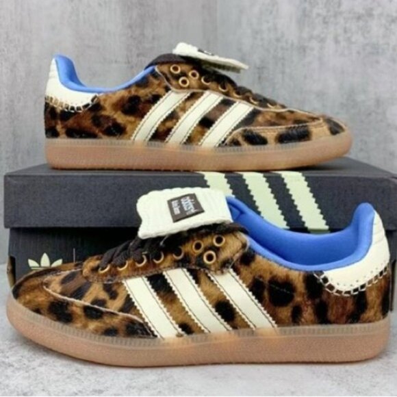 New Adidas x Wales Bonner Samba Pony Leopard Print Women's Sneaker - Picture 2 of 10